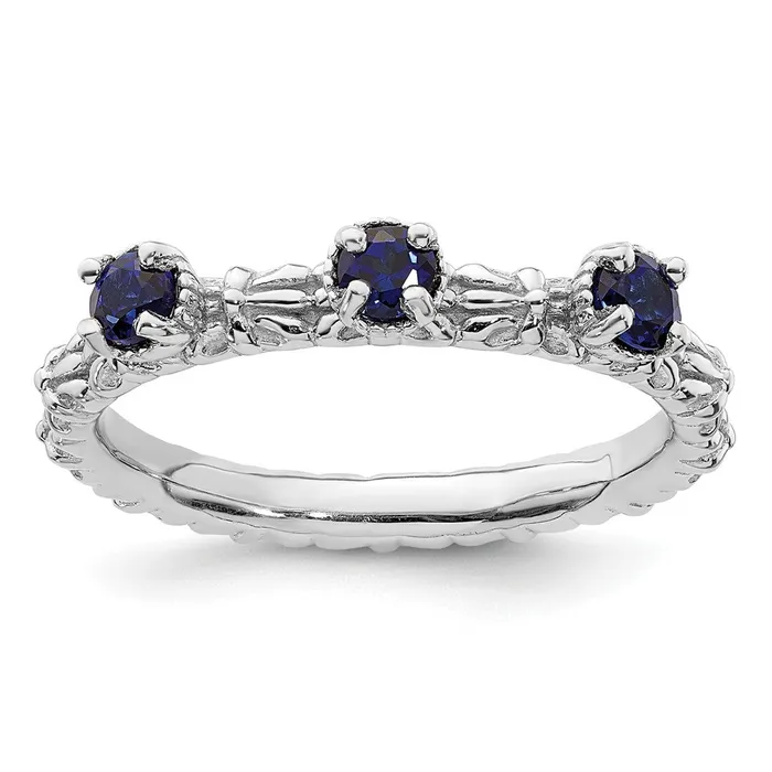 Goldia Sterling Silver Stackable Expressions Created Sapphire Three Stone Ring Rings Goldia Sterling Silver Stackable Expressions Created Sapphire Three Stone Ring Rings