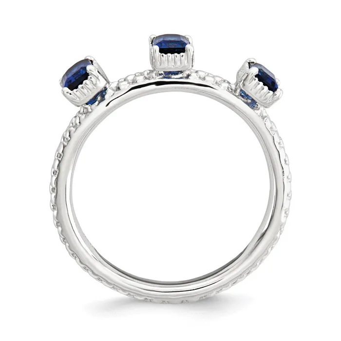 Goldia Sterling Silver Stackable Expressions Created Sapphire Three Stone Ring Rings
