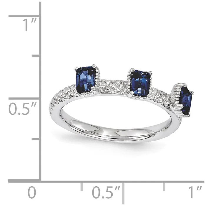 Goldia Sterling Silver Stackable Expressions Created Sapphire Three Stone Ring Rings