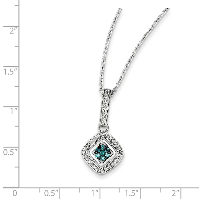 Goldia Sterling Silver White u0026 Blue Diamond Pendant Necklaces