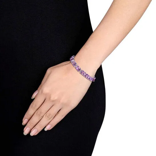 JMS always Bracelets Original AMOUR 45 CT TGW Emeraldcut Amethyst Tennis Bracelet In Sterling Silver JMS always Bracelets Original AMOUR 45 CT TGW Emeraldcut Amethyst Tennis Bracelet In Sterling Silver