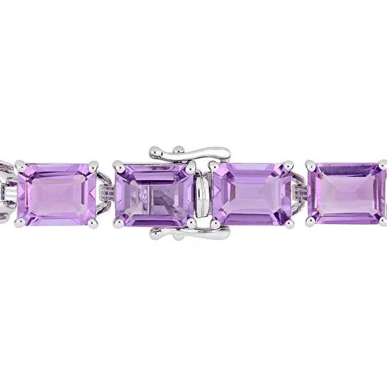 JMS always Bracelets Original AMOUR 45 CT TGW Emeraldcut Amethyst Tennis Bracelet In Sterling Silver JMS always Bracelets Original AMOUR 45 CT TGW Emeraldcut Amethyst Tennis Bracelet In Sterling Silver