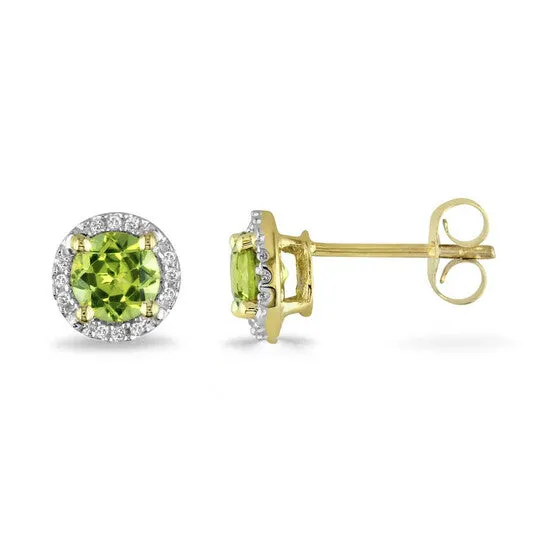 JMS always Earrings Original AMOUR Peridot Halo Earrings with Diamonds In 10K Yellow Gold