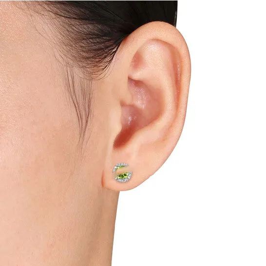 JMS always Earrings Original AMOUR Peridot Halo Earrings with Diamonds In 10K Yellow Gold JMS always Earrings Original AMOUR Peridot Halo Earrings with Diamonds In 10K Yellow Gold