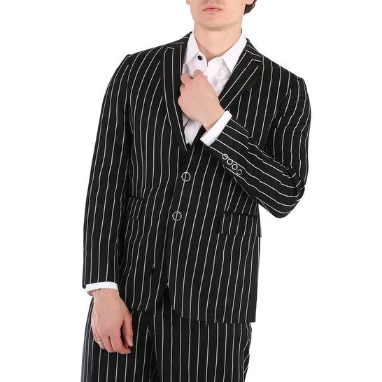 JMS always Earrings Original Burberry Pinstriped Wool Slim Fit Pressstud Tailored Jacket