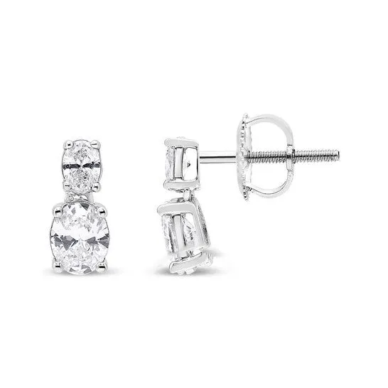 JMS always Earrings Original Haus of Brilliance 14K White Gold 10 Cttw Oval Lab Grown Diamond 2 Stone Drop and Dangle Stud Earrings GH Color VS2SI1 Clarity JMS always Earrings Original Haus of Brilliance 14K White Gold 10 Cttw Oval Lab Grown Diamond 2 Stone Drop and Dangle Stud Earrings GH Color VS2SI1 Clarity