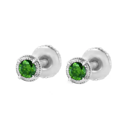 JMS always Earrings Original Haus of Brilliance 925 Sterling Silver 14 cttw Treated Green Diamond Modern 4Prong Solitaire Milgrain Stud Earrings JMS always Earrings Original Haus of Brilliance 925 Sterling Silver 14 cttw Treated Green Diamond Modern 4Prong Solitaire Milgrain Stud Earrings