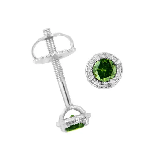 JMS always Earrings Original Haus of Brilliance 925 Sterling Silver 14 cttw Treated Green Diamond Modern 4Prong Solitaire Milgrain Stud Earrings JMS always Earrings Original Haus of Brilliance 925 Sterling Silver 14 cttw Treated Green Diamond Modern 4Prong Solitaire Milgrain Stud Earrings