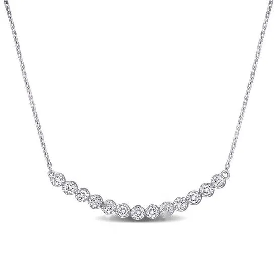 JMS always Necklaces Original AMOUR 12 CT TDW Diamond Bezelset Bar Necklace In 14K White Gold
