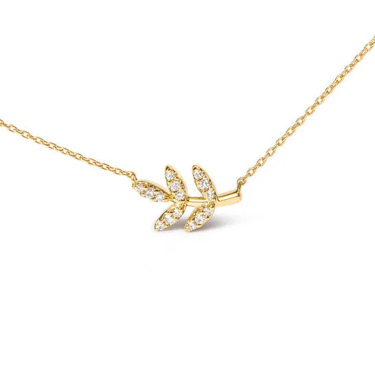 JMS always Necklaces Original Haus of Brilliance 10K Yellow Gold 110 Cttw Diamond Leaf and Branch 18 Pendant Necklace HI Color I1I2 Clarity JMS always Necklaces Original Haus of Brilliance 10K Yellow Gold 110 Cttw Diamond Leaf and Branch 18 Pendant Necklace HI Color I1I2 Clarity