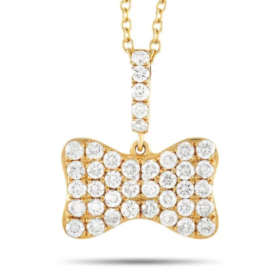 JMS always Necklaces Original LB Exclusive 18K Yellow Gold 080 ct Pave Diamond Bow Pendant Necklace