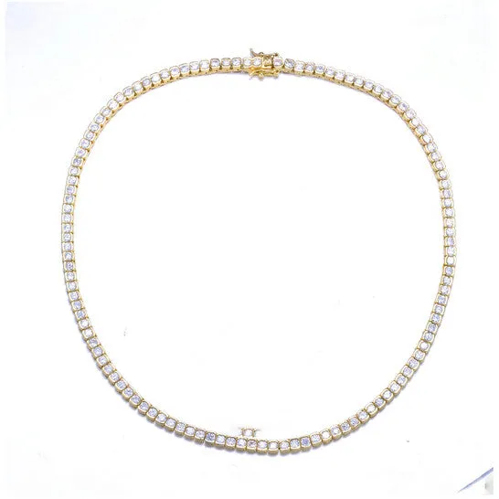 JMS always Necklaces Original Megan Walford Sterling Silver 14k Yellow Gold Plated with Diamond Cubic Zirconia Classic Tennis Chain Anniversary Necklace