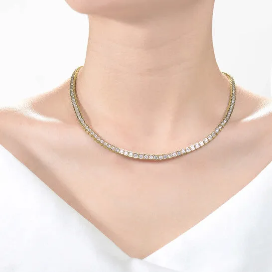 JMS always Necklaces Original Megan Walford Sterling Silver 14k Yellow Gold Plated with Diamond Cubic Zirconia Classic Tennis Chain Anniversary Necklace JMS always Necklaces Original Megan Walford Sterling Silver 14k Yellow Gold Plated with Diamond Cubic Zirconia Classic Tennis Chain Anniversary Necklace