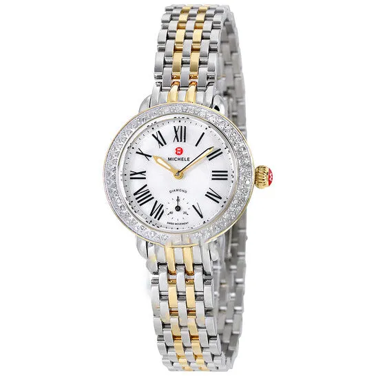 JMS always Necklaces Original Michele Serein Mother of Pearl Dial Stainless Steel and Yellow Goldplated Ladies Watch MWW21E000007