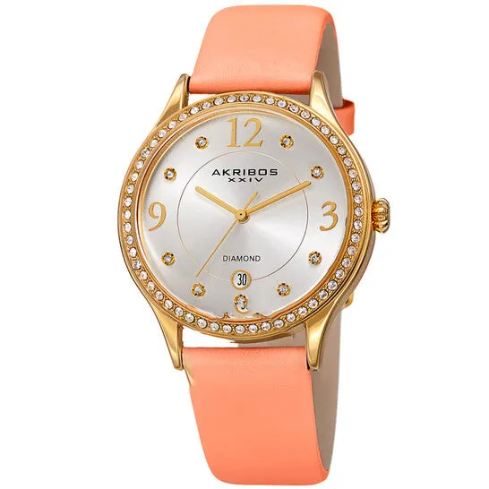 JMS always Original Akribos XXIV Quartz Diamond Crystal Silver Dial Ladies Watch AK1011PK Watches JMS always Original Akribos XXIV Quartz Diamond Crystal Silver Dial Ladies Watch AK1011PK Watches