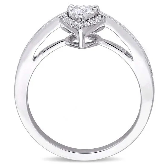 JMS always Original Amour 13 CT TW Diamond Teardrop Halo Ring in Sterling Silver Rings JMS always Original Amour 13 CT TW Diamond Teardrop Halo Ring in Sterling Silver Rings