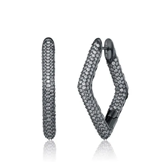 JMS always Original Megan Walford Sterling Silver Cubic Zirconia Encrusted Square Earrings Earrings