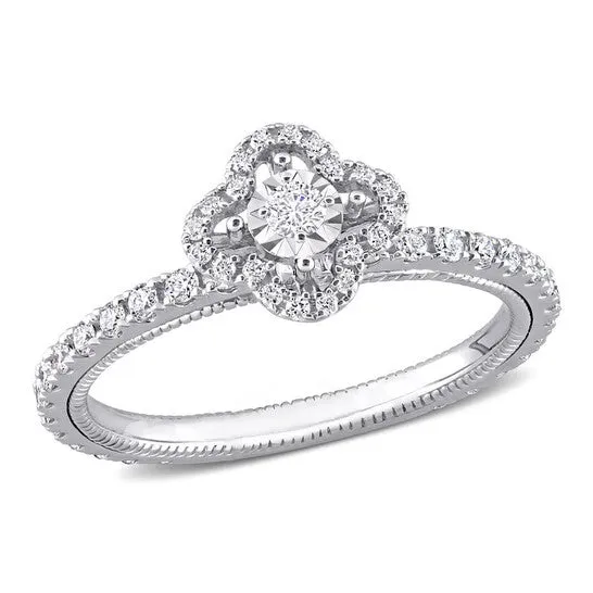 JMS always Rings Original Amour 12 CT TDW Diamond Vintage Floral Design Engagement Ring in 14k White Gold JMS always Rings Original Amour 12 CT TDW Diamond Vintage Floral Design Engagement Ring in 14k White Gold