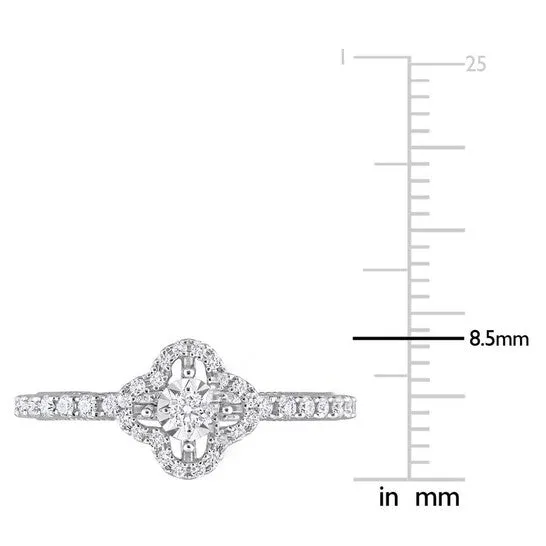 JMS always Rings Original Amour 12 CT TDW Diamond Vintage Floral Design Engagement Ring in 14k White Gold