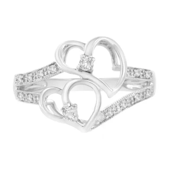JMS always Rings Original Haus of Brilliance 14K White Gold 110 ctw Diamond Twin Heart Ring JMS always Rings Original Haus of Brilliance 14K White Gold 110 ctw Diamond Twin Heart Ring