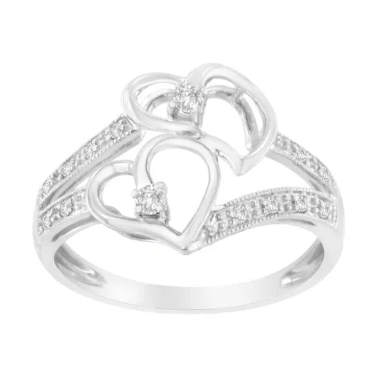 JMS always Rings Original Haus of Brilliance 14K White Gold 110 ctw Diamond Twin Heart Ring JMS always Rings Original Haus of Brilliance 14K White Gold 110 ctw Diamond Twin Heart Ring