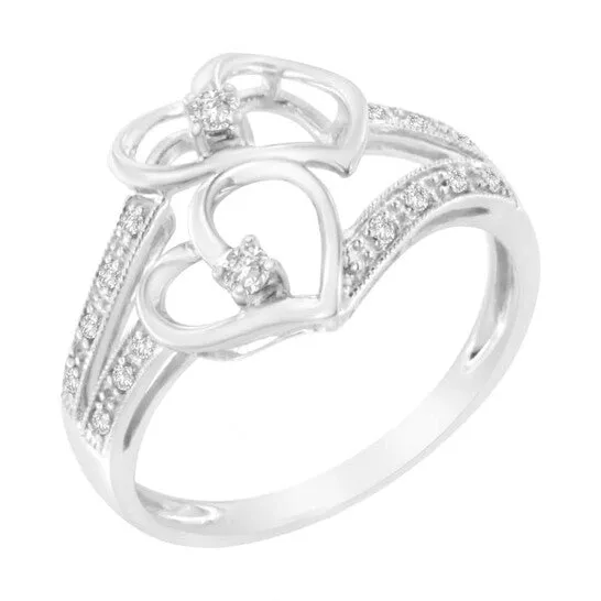 JMS always Rings Original Haus of Brilliance 14K White Gold 110 ctw Diamond Twin Heart Ring JMS always Rings Original Haus of Brilliance 14K White Gold 110 ctw Diamond Twin Heart Ring