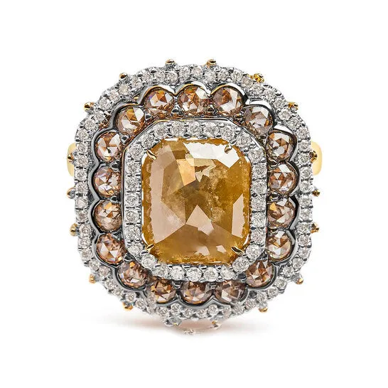 JMS always Rings Original Haus of Brilliance 14K Yellow Gold 4 14 Cttw Rose Cut Emerald Diamond Triple Halo Cocktail Ring Fancy Color I1I2 Clarity JMS always Rings Original Haus of Brilliance 14K Yellow Gold 4 14 Cttw Rose Cut Emerald Diamond Triple Halo Cocktail Ring Fancy Color I1I2 Clarity