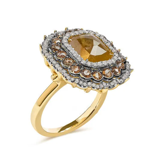 JMS always Rings Original Haus of Brilliance 14K Yellow Gold 4 14 Cttw Rose Cut Emerald Diamond Triple Halo Cocktail Ring Fancy Color I1I2 Clarity JMS always Rings Original Haus of Brilliance 14K Yellow Gold 4 14 Cttw Rose Cut Emerald Diamond Triple Halo Cocktail Ring Fancy Color I1I2 Clarity