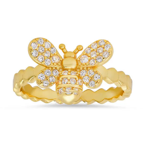 JMS always Rings Original Kylie Harper Gold Over Silver Cubic Zirconia CZ Bumble Bee Ring JMS always Rings Original Kylie Harper Gold Over Silver Cubic Zirconia CZ Bumble Bee Ring