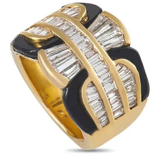 JMS always Rings Original PreOwned Damiani 18K Yellow Gold 238 ct Diamond and Onyx Ring JMS always Rings Original PreOwned Damiani 18K Yellow Gold 238 ct Diamond and Onyx Ring