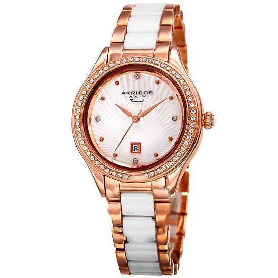 JMS always Watches Original Akribos XXIV Quartz Crystal Mother of Pearl Dial Ladies Watch AK977RG JMS always Watches Original Akribos XXIV Quartz Crystal Mother of Pearl Dial Ladies Watch AK977RG