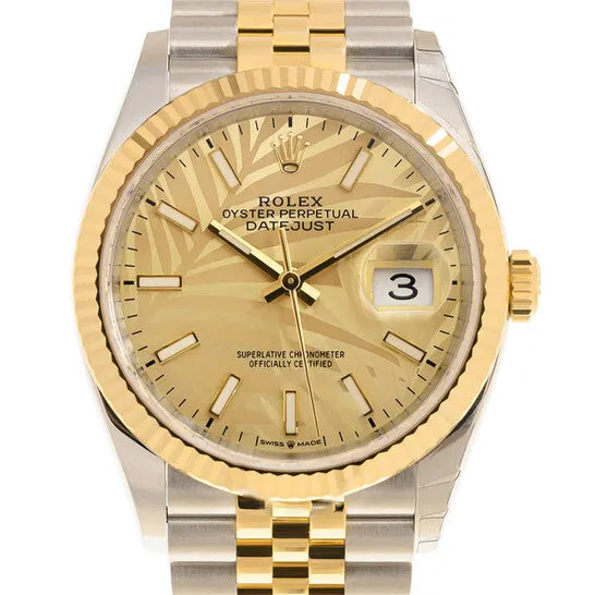 JMS always Watches Original Rolex Datejust 36 Automatic Champagne Palm Dial Watch 126233CSPLMJ JMS always Watches Original Rolex Datejust 36 Automatic Champagne Palm Dial Watch 126233CSPLMJ