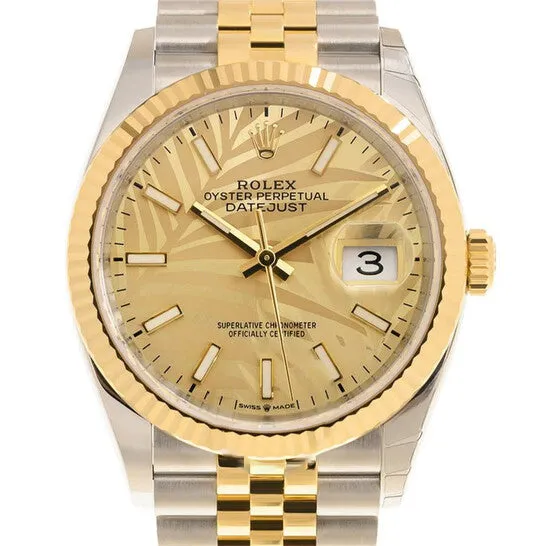 JMS always Watches Original Rolex Datejust 36 Automatic Champagne Palm Dial Watch 126233CSPLMJ JMS always Watches Original Rolex Datejust 36 Automatic Champagne Palm Dial Watch 126233CSPLMJ