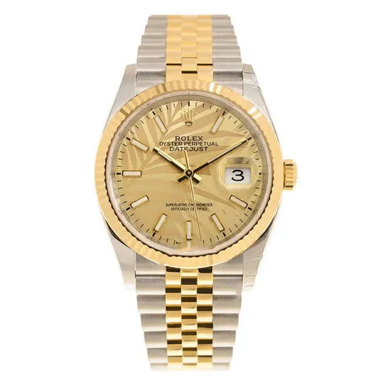 JMS always Watches Original Rolex Datejust 36 Automatic Champagne Palm Dial Watch 126233CSPLMJ JMS always Watches Original Rolex Datejust 36 Automatic Champagne Palm Dial Watch 126233CSPLMJ