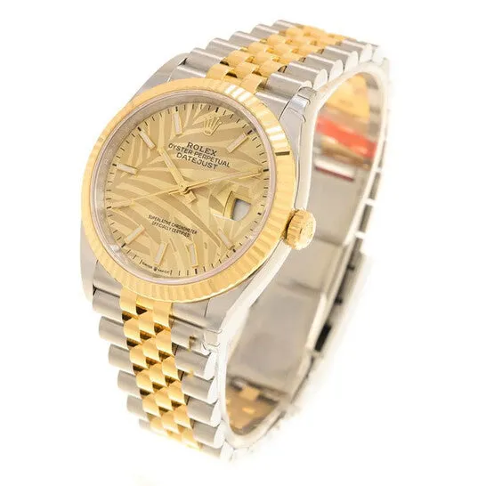 JMS always Watches Original Rolex Datejust 36 Automatic Champagne Palm Dial Watch 126233CSPLMJ JMS always Watches Original Rolex Datejust 36 Automatic Champagne Palm Dial Watch 126233CSPLMJ