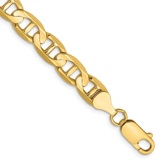 MDS Bracelets Solid 14K Yellow Gold 9 inch 7mm Concave Anchor with Lobster Clasp Chain Bracelet MDS Bracelets Solid 14K Yellow Gold 9 inch 7mm Concave Anchor with Lobster Clasp Chain Bracelet