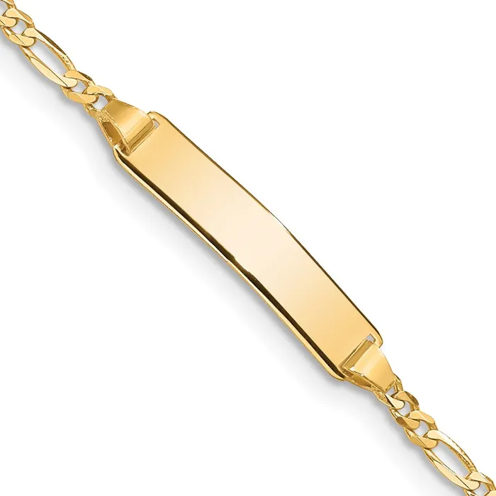 MDS Bracelets Solid 14K Yellow Gold Baby Figaro ID Bracelet