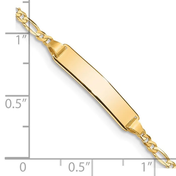 MDS Bracelets Solid 14K Yellow Gold Baby Figaro ID Bracelet