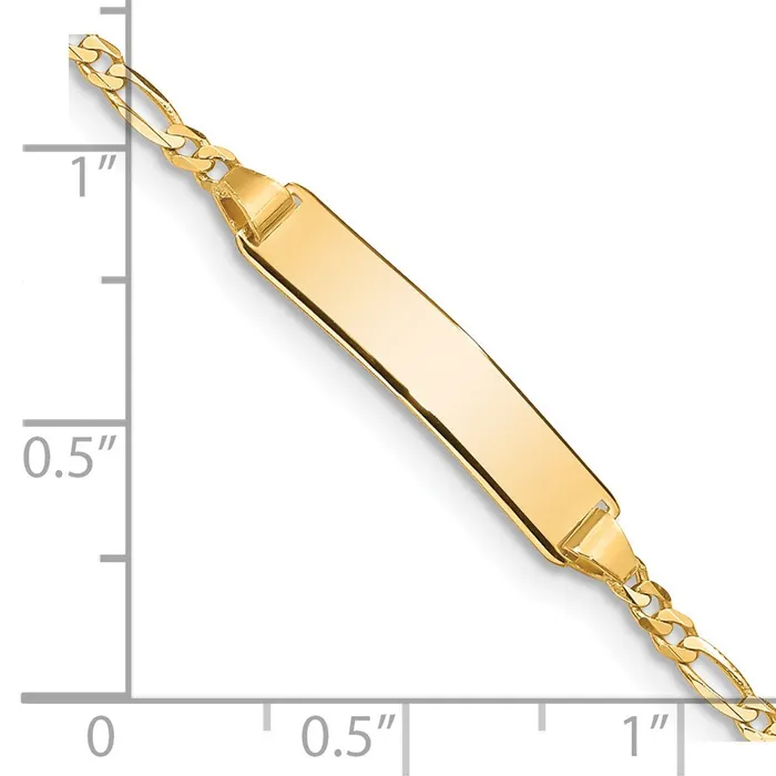 MDS Bracelets Solid 14K Yellow Gold Baby Figaro ID Bracelet