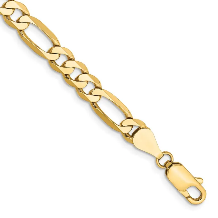 MDS Solid 14K Yellow Gold 9 inch 525mm Flat Figaro with Lobster Clasp Chain Bracelet Bracelets MDS Solid 14K Yellow Gold 9 inch 525mm Flat Figaro with Lobster Clasp Chain Bracelet Bracelets