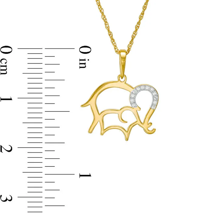 Natural Diamond Accent LaserCut Elephant and Calf Pendant in 10K Yellow Gold Goldia Necklaces Natural Diamond Accent LaserCut Elephant and Calf Pendant in 10K Yellow Gold Goldia Necklaces