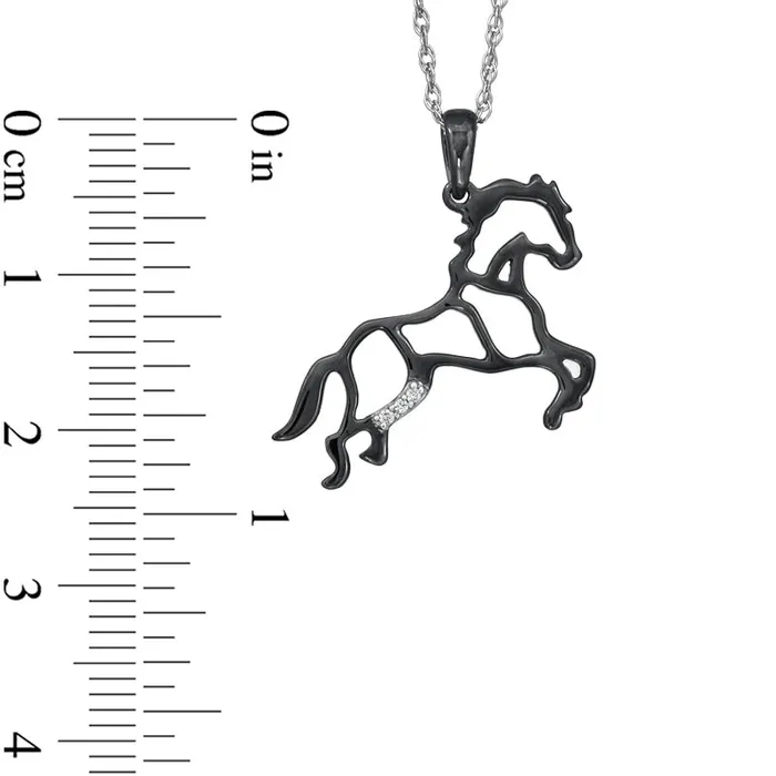 Natural Diamond Accent Stallion Horse Pendant in Black Rhodium Sterling Silver Goldia Necklaces Natural Diamond Accent Stallion Horse Pendant in Black Rhodium Sterling Silver Goldia Necklaces