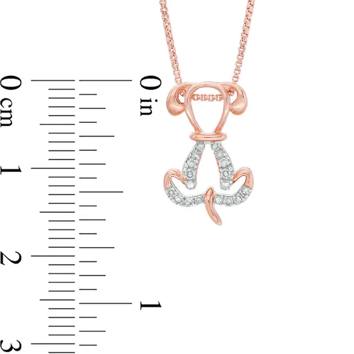 Necklaces 01 CT TW Natural Diamond Dog Pendant in Sterling Silver with 18K Rose Gold Plate Goldia