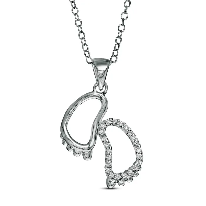 Necklaces 013 CT TW Natural Diamond Baby Feet Outline Pendant in Sterling Silver Goldia Necklaces 013 CT TW Natural Diamond Baby Feet Outline Pendant in Sterling Silver Goldia