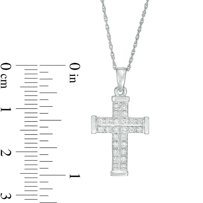 Necklaces 013 CT TW Natural Diamond Cross Pendant in 10K White Gold Goldia Necklaces 013 CT TW Natural Diamond Cross Pendant in 10K White Gold Goldia