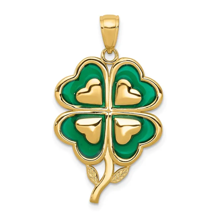 Necklaces 14k Yellow Gold 4Leaf Clover Pendant with Enameled Tips Pendant Goldia Necklaces 14k Yellow Gold 4Leaf Clover Pendant with Enameled Tips Pendant Goldia