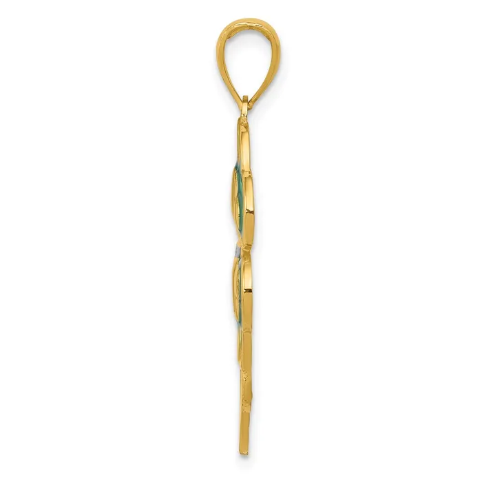Necklaces 14k Yellow Gold 4Leaf Clover Pendant with Enameled Tips Pendant Goldia