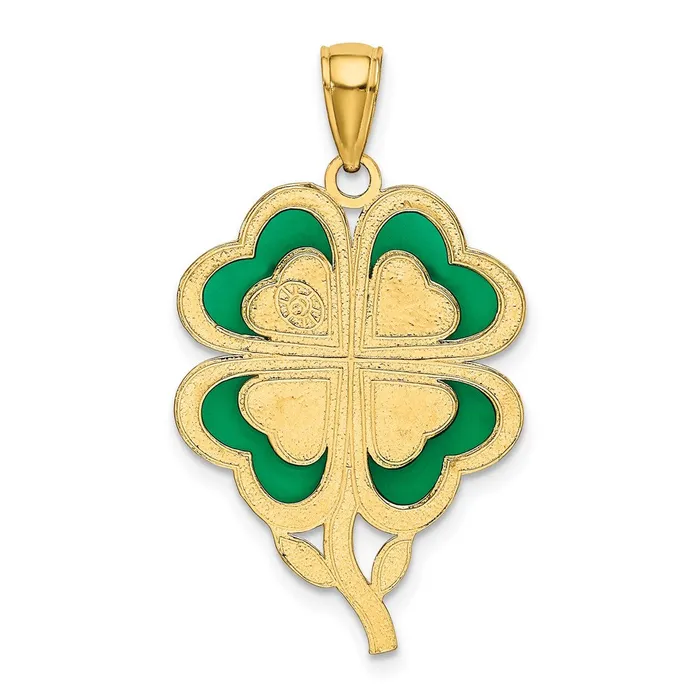Necklaces 14k Yellow Gold 4Leaf Clover Pendant with Enameled Tips Pendant Goldia