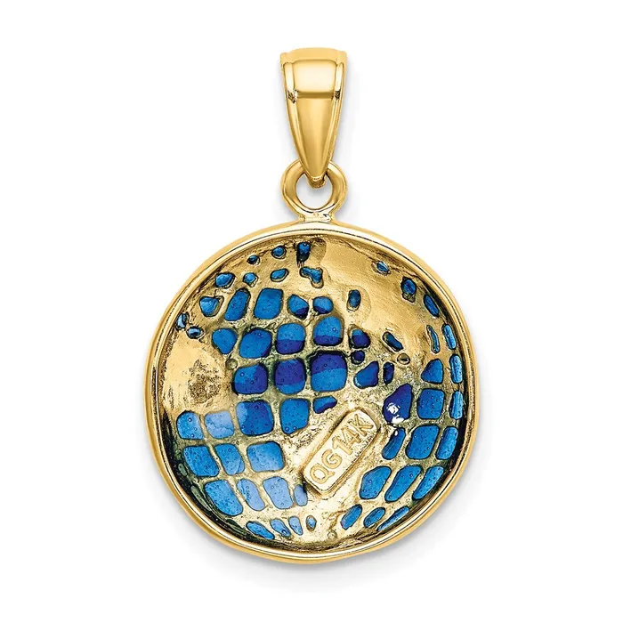 Necklaces 14k Yellow Gold Blue Enameled Globe Pendant Goldia