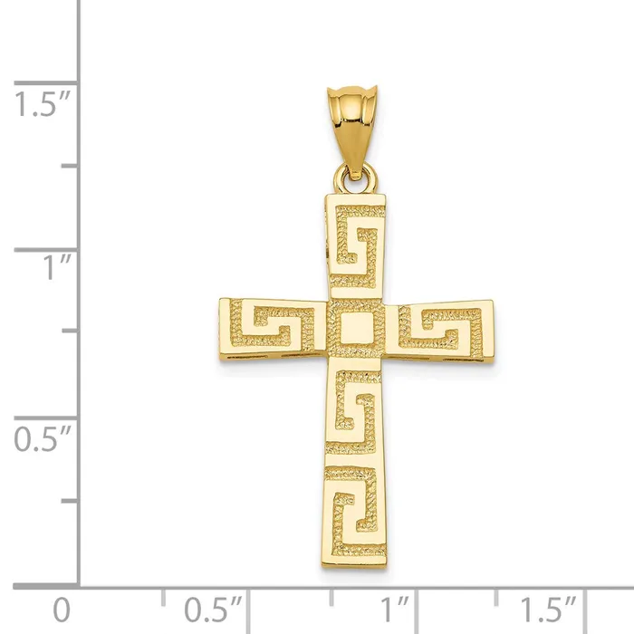 Necklaces 14k Yellow Gold Greek Key Cross Pendant Goldia